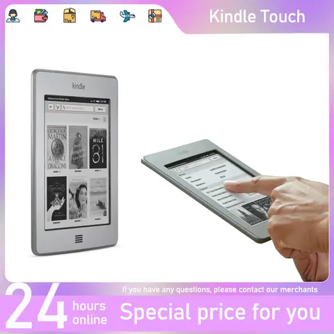 Original Kindle Touch Used ebooks reader 6" 167PPI e ink 4GB Without Light Support Voice Reading and Wi-Fi not Register Amazon