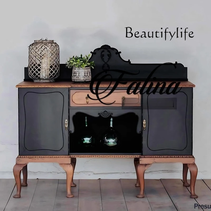 

French retro entrance cabinet against the wall solid wood home entrance door living room decorative cabinet