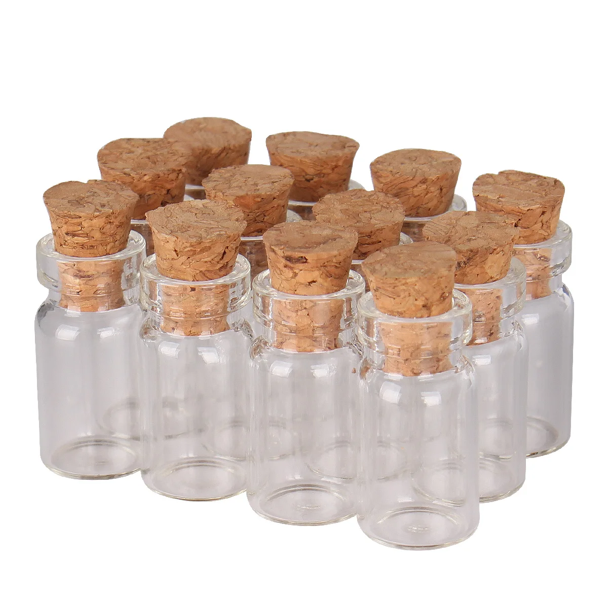 

100pcs 1ml Mini Glass Wishing Bottles Tiny Jars Vials With Cork Stopper size 11*22mm