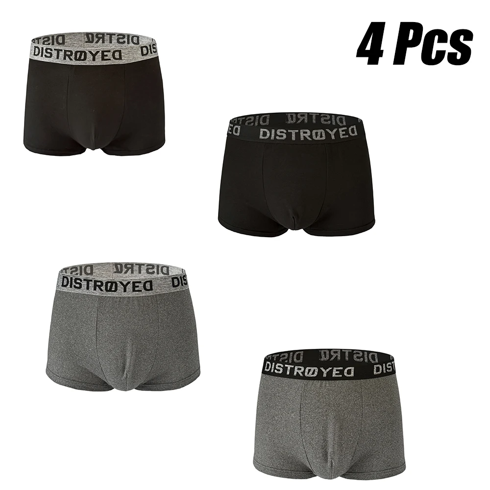 Cuecas Boxer Masculinas Sem Costura Respiráveis, Kit com 4 Peças de Cores Fixas e Cós Antideslizante, Conjunto de Roupa Íntima Confortável