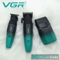 VGR Professional Hair Cutting Kit DLC Blade  Full Metal Hair Clipper for Men USB Charge  LED Display  003 906 308