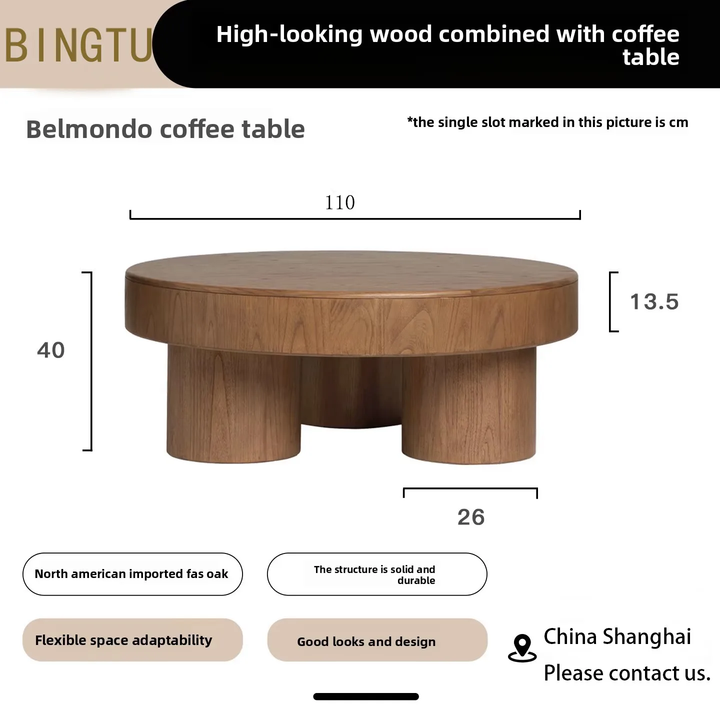 Vintage Oak Wooden Side Table Simple High-End Wabi-Sabi Style for Small Apartments Home Living Serving Tea & Coffee Table