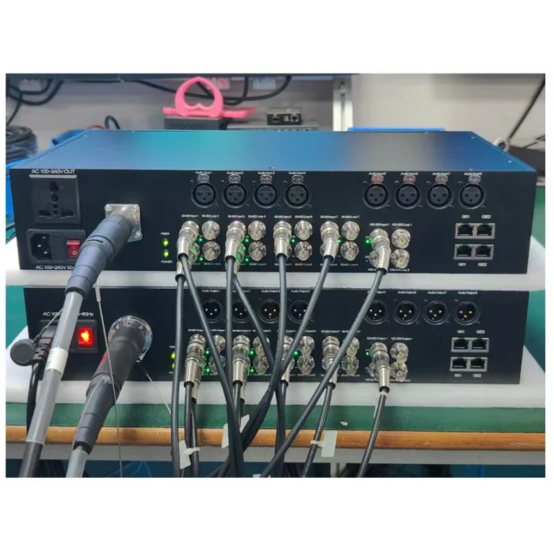 

Multi-Format Converter With 8CH 3G-SDI, 2CH 12G-SDI, 8CH XLR Audio, 4CH 1GB Isolated Ethernet