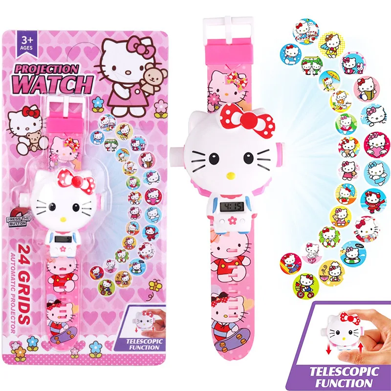 Sanrio Kawaii 3D Projection Digital Watch Cinnamoroll Kuromi Melody Anime Cartoon Led Silica Watchband Kids Fashion Gift