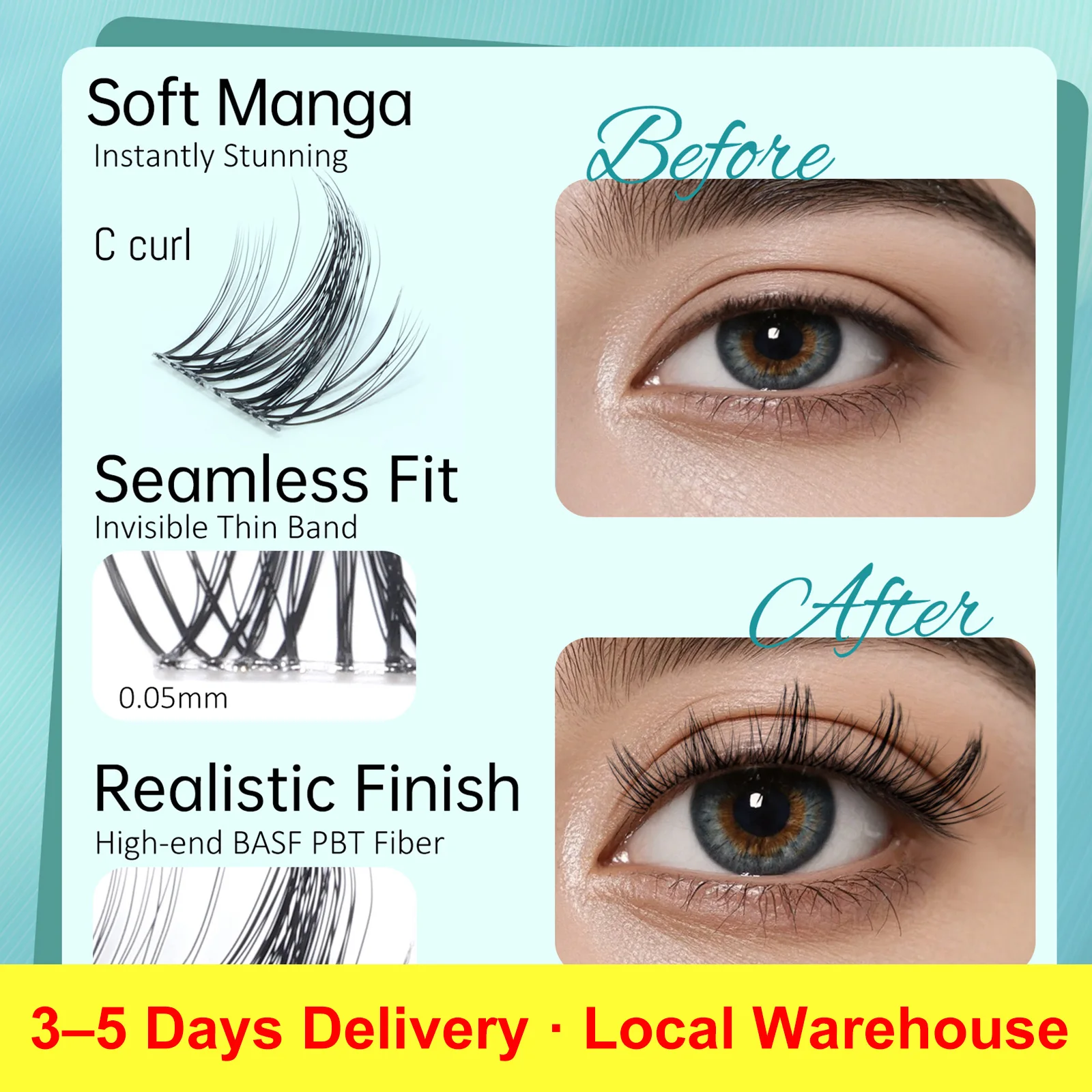 Mscici ラッシュクラスター 8-16mm ライトマンガまつげクラスター Cカール-ワイド インビジブルラッシュバンド DIY ナチュラルマンガルック スパイクラッシュ