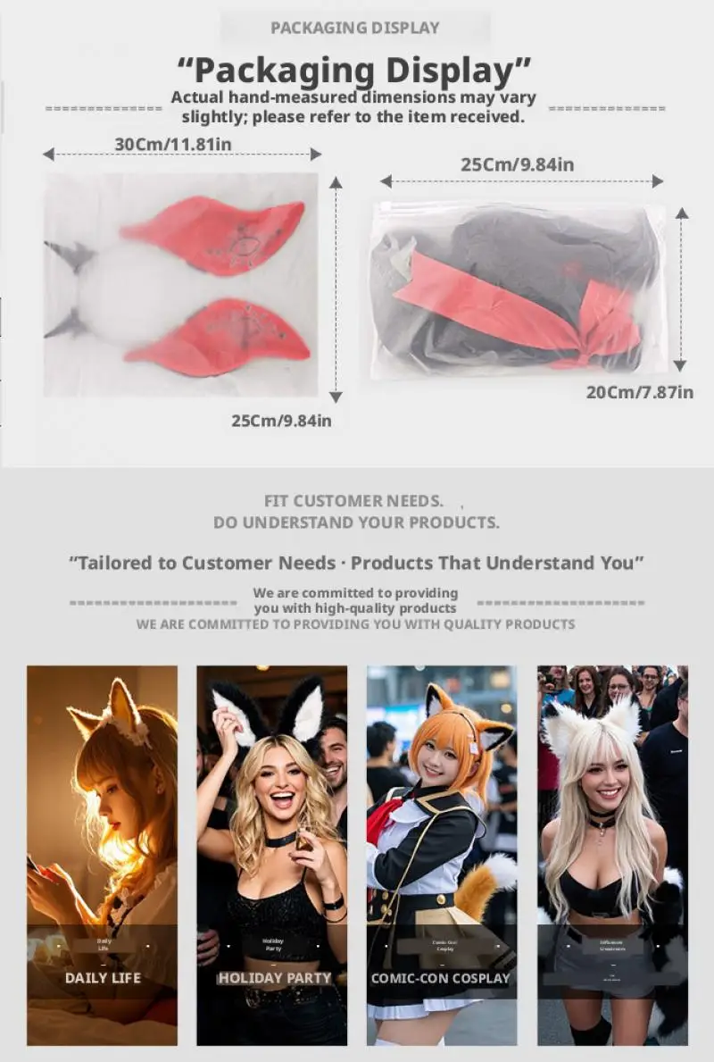 Halloween-Teufelsohren-Stirnband, Cosplay-Artikel für den Teufel auf der Comic-Ausstellung, Sets mit dunklen Schafsohren und Schafschwanz, Kostüm-Requisiten. – Detail 4