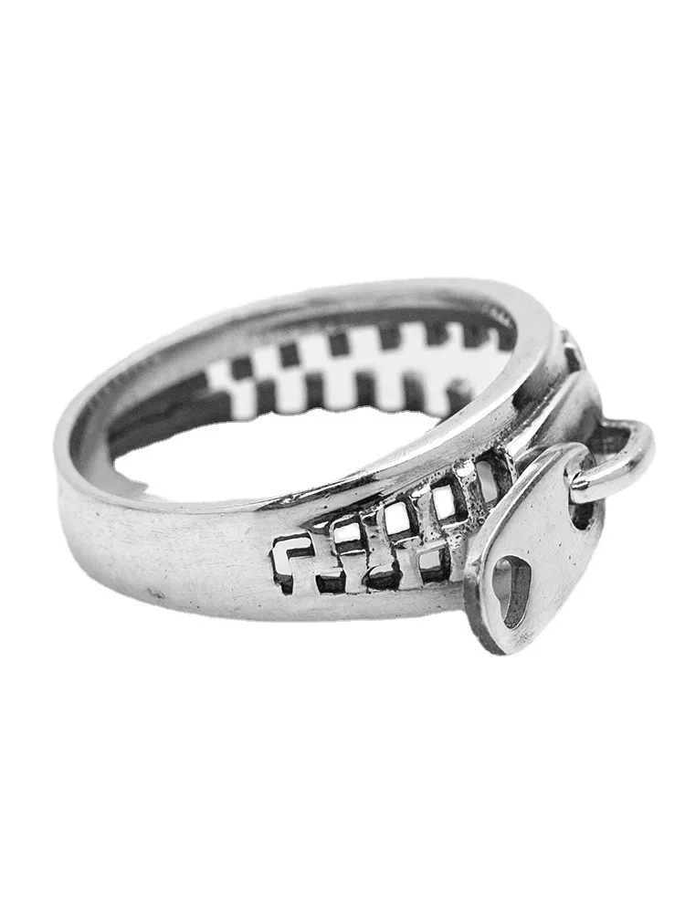 QEENKISS RG6756 Fine Jewelry Wholesale Fashion Woman Man Single Birthday Wedding Gift Retro Zipper 925 Sterling Silver Open Ring