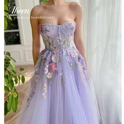 Aileen Manual Lavender Purple Sweetheart Embroidery Elegant Guest Wedding Dress Party Dresses With Long Sleeves Prom