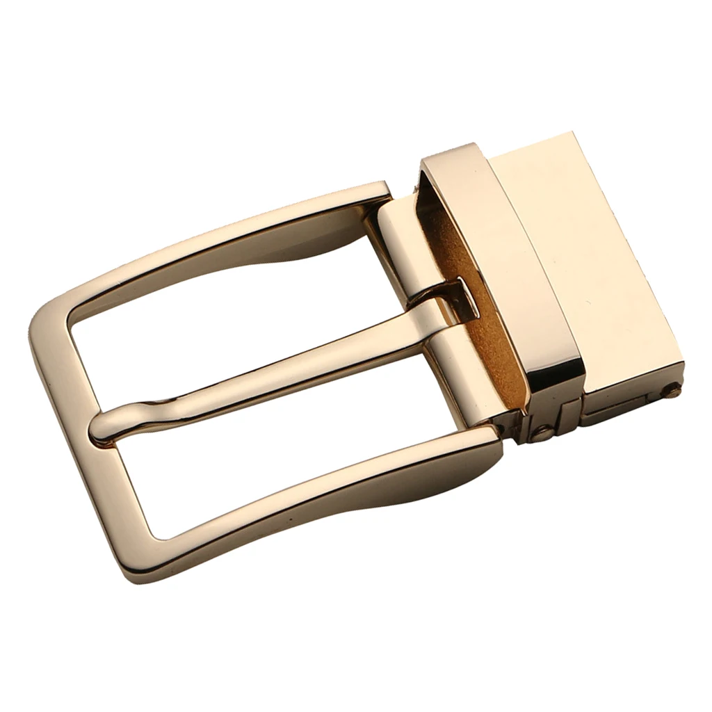 Reversible Belt Buckle for Men Single Prong Square Belt Buckle Replacement , Gold, 8x4cm