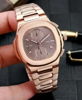 أزياء الرجال كوارتز كرونوغراف الياقوت ووتش روز الذهب الفضة الأزرق الأسود المزدوج الوقت ساعة توقيت الفولاذ المقاوم للصدأ حسب الطلب #2