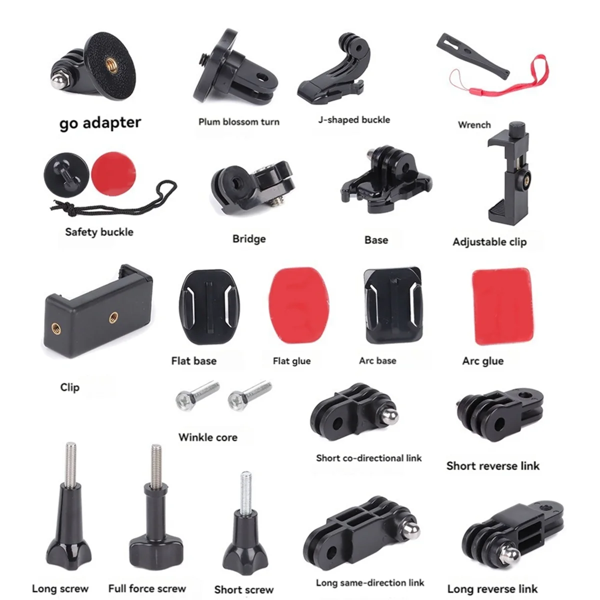 Accessories Kit for Action Camera Accessory Adapter Fixing Bracket Extension Rod for Action3-AB01