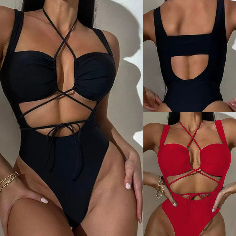 

Women's Bikini New, Sexy One-piece Swimsuit Women's Strap Hollow Backless Strap Bikini