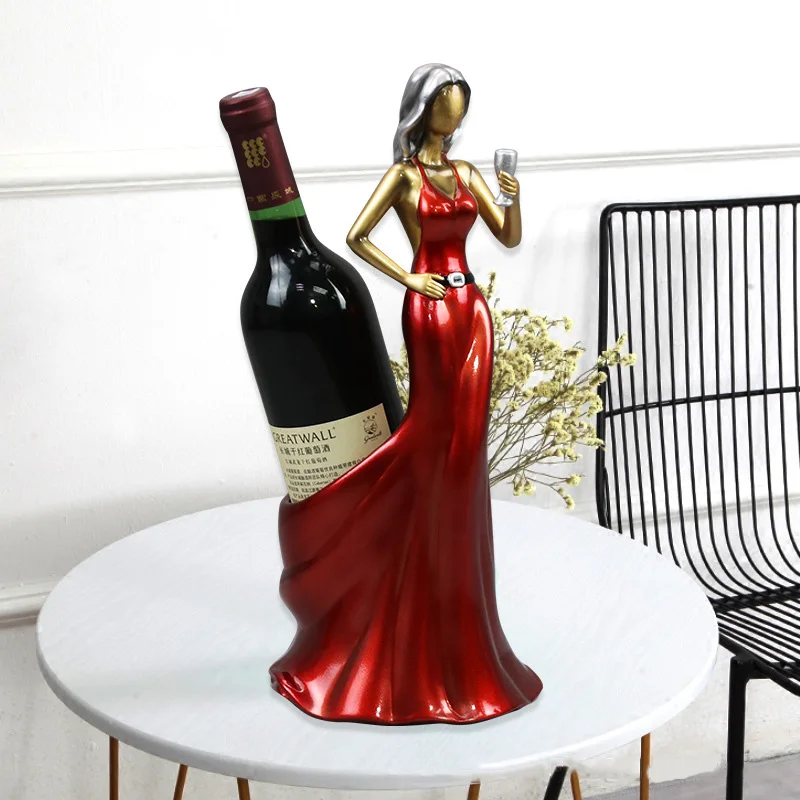 Imagem -03 - Decorativo Vinho Suporte Prateleira para Garrafas Resina Rack Armário de Armazenamento Display Stand Decor Tampo da Mesa Dançando Menina Graça