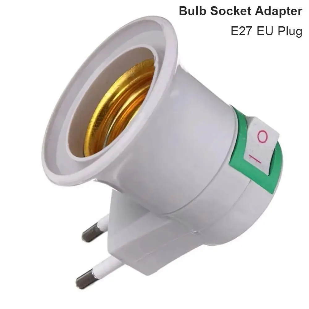 1Pcs Durable E27 Bulb Adapter LED Light EU Plug Lamp Base Holder Plastic with Power On-Off Control Switch Lamp