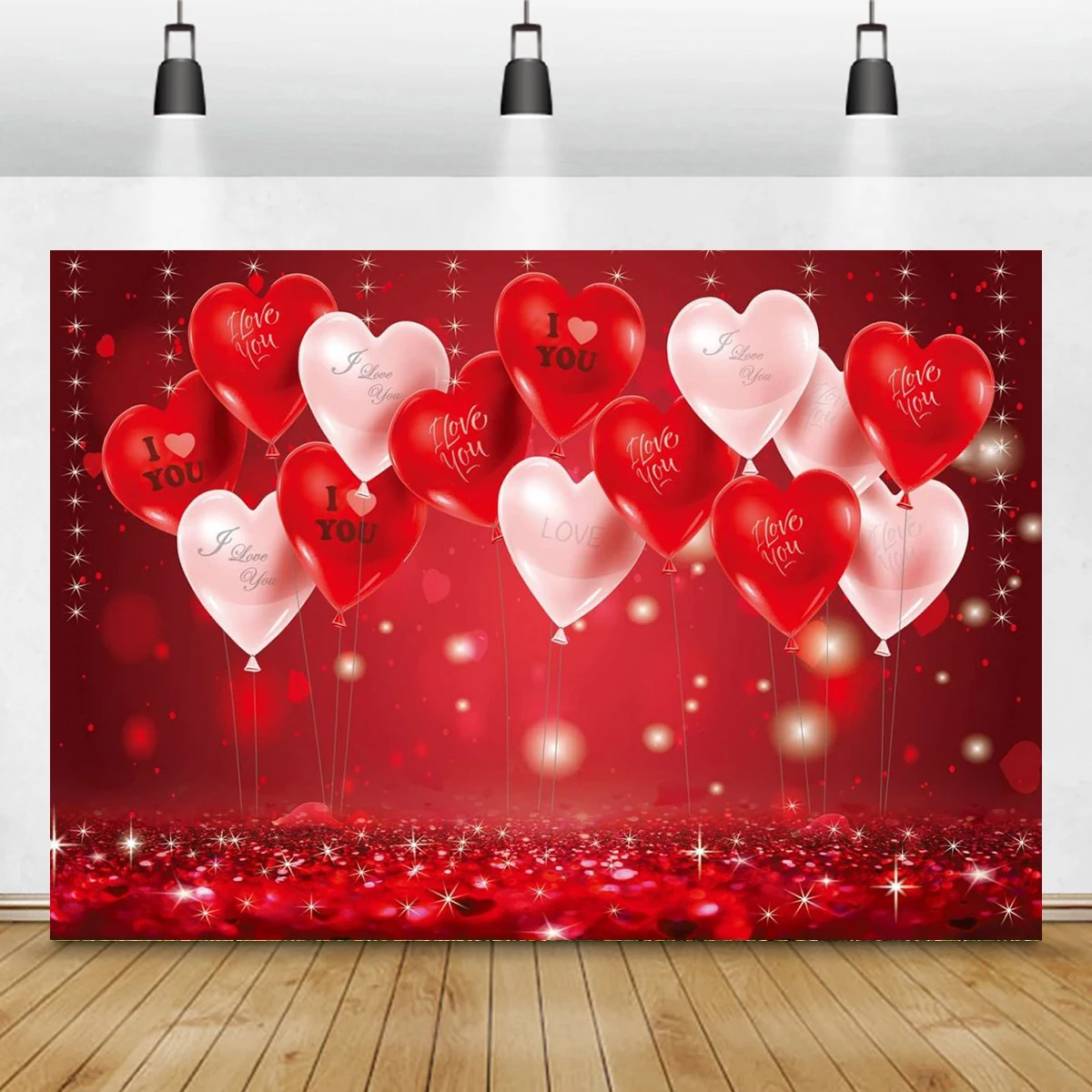 10x8ft Valentine's Day Backdrop Heart Balloons Love Wooden Background Party Wedding Anniversary Photo Shooting Decoration Banner