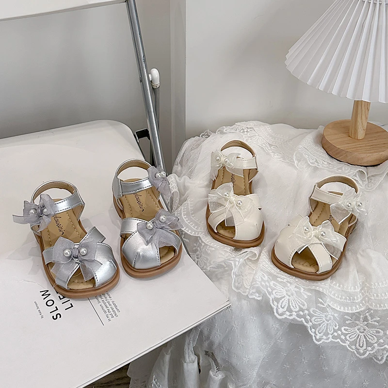 

Children Princess Shoes Sweet Lace Bow Girls Beach Shoes Soft Bottom Non-slip 2026 Summer New Kids Casual Shoes Cute Fashion