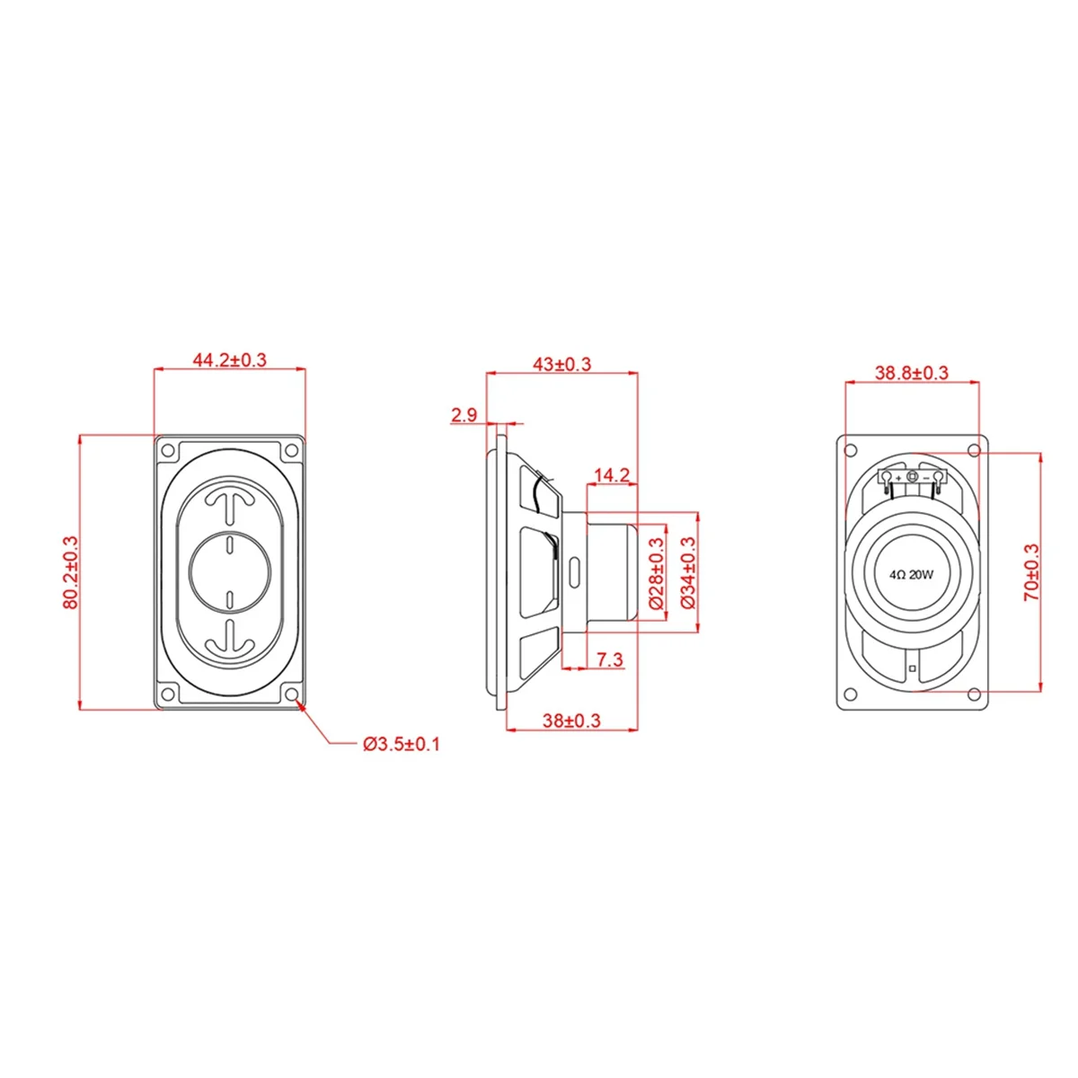 

M85K New 20W 4Ω Rectangle Speaker Horn 80x45mm Internal Magnet Loudspeaker for 6 5 Bluetooth Speaker High-Quality Sound Output