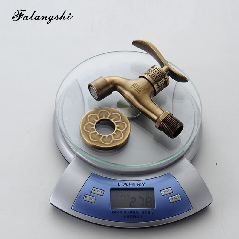 Antique Carved Bibcock Brass Faucet Decorative Outdoor Garden Taps for Washing Machine Luxury Toilet Mop Faucet WB8503