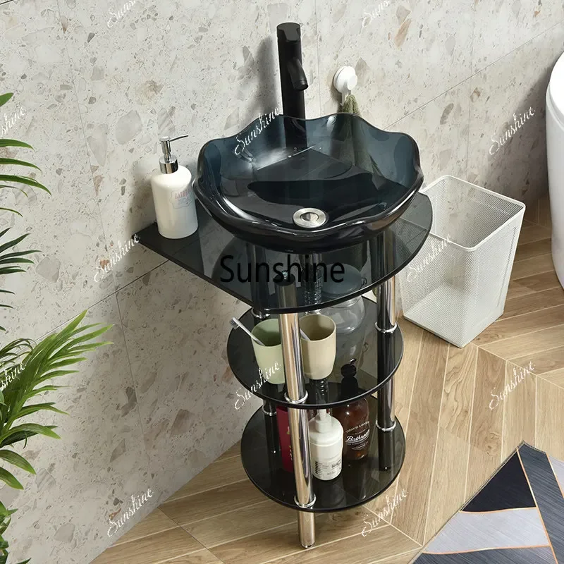 No punching balcony glass wash basin small apartment bathroom washstandT*