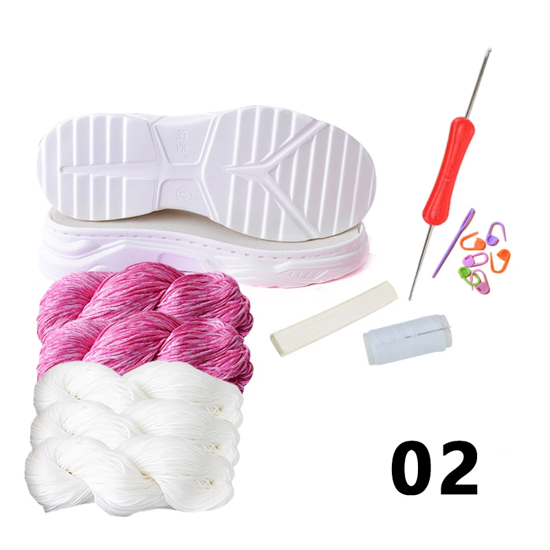 1 Set Hand-woven Hook Rubber Soles Bottom Hook Anti-kick Hollow Line DIY Summer Shoe Slippers Crocheted Material