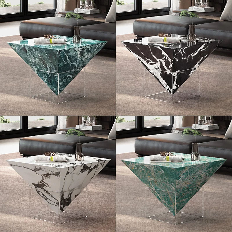 Artกาแฟตารางห้องนั่งเล่นhigh-end 2025 ใหม่high-end DesignerหินหรูหราอะคริลิคCreativeระงับกาแฟตาราง