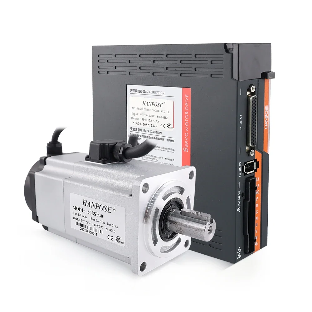 

HANPOSE 400W 60SSP40 With Brake Ac Servo Motor Drive ASD240 220V 1.3N.m 2.5A 3000-6000rpm 3M Encoder 60 Cnc Servo Motor Driver