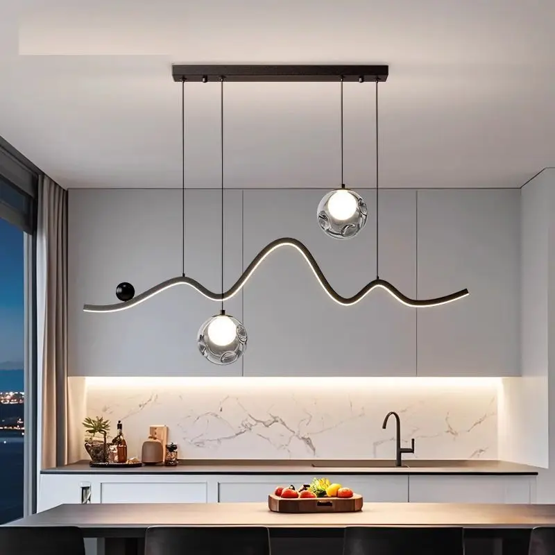 

Restaurant Pendant Light New Modern Minimalist Creative LED Long Bar Counter Dining Table Italian High-end Lighting Fixtures