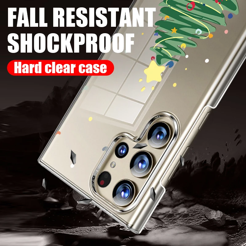 크리스마스 트리 폰 케이스 삼성 갤럭시 S25 엣지 S24 S22 울트라 플러스 S23 S21 FE A56 A16 A55 A36 A26 A15 5G 투명 하드 커버