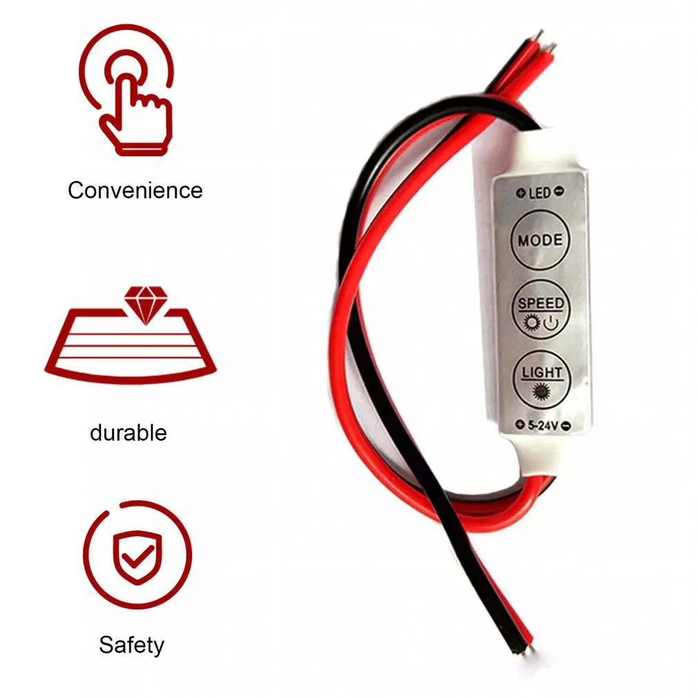 Regulador de intensidad de luz LED, minicontrolador remoto de 5V, 12a para tiras de luz Led de un solo Color, atenuador de brillo, 5050/3528