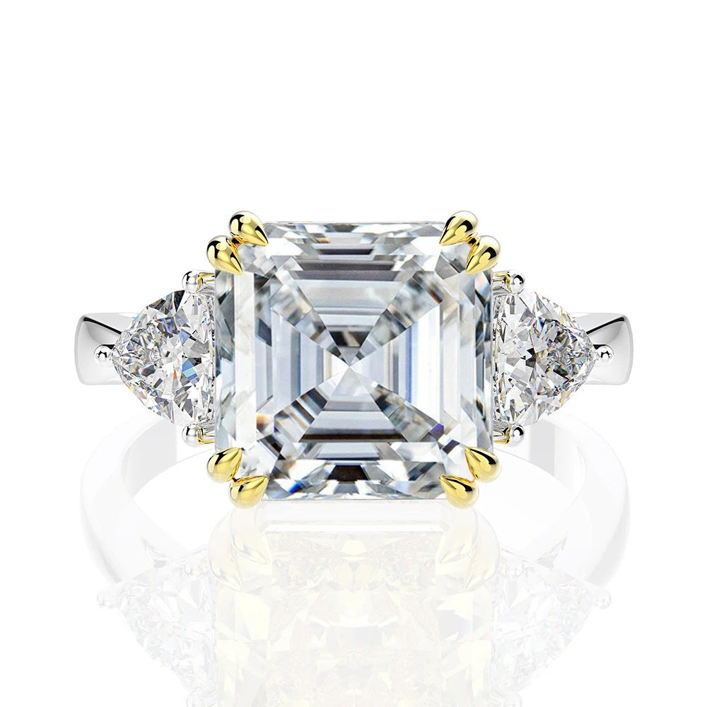 

Super Flash 5ct большое кольцо с муассанитом 10 мм квадратный бриллиант сертификат 100% пройденный тест на бриллианты S925 серебро свадебные украшения подарок