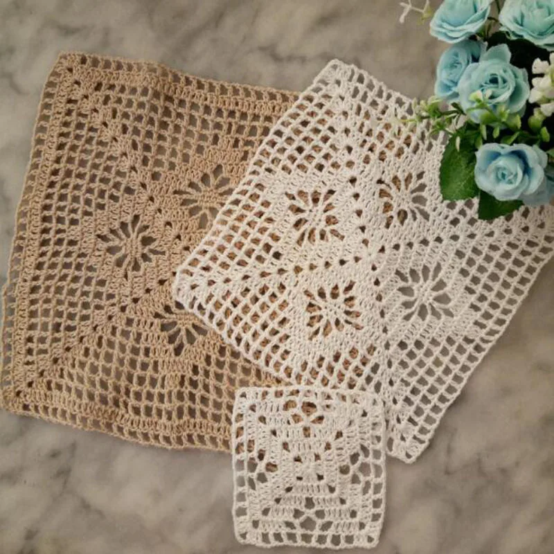 Handmade cotton placemat tea coaster kitchen Christmas flower Crochet table place mat cloth Table decoration and accessories