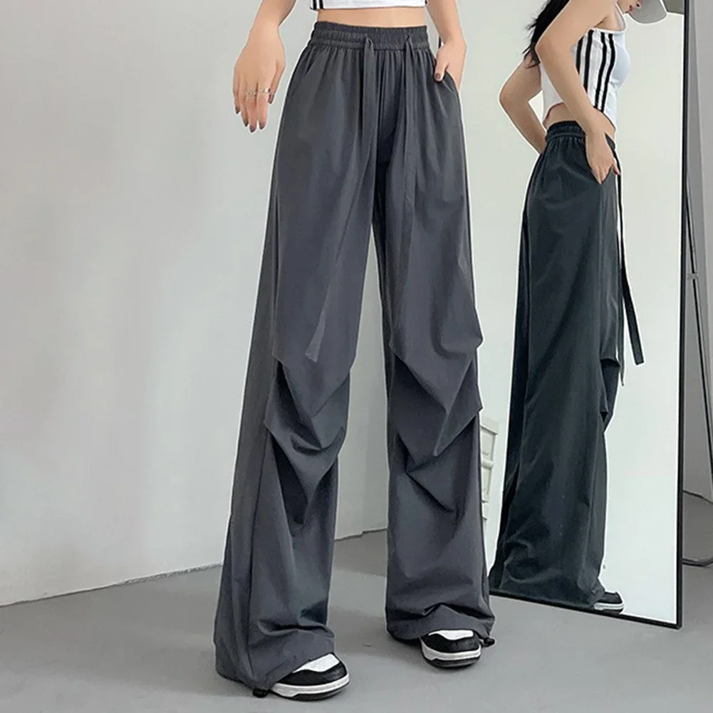 

For Casual Outings High Waist Pants Casual Womens Pants Paratrooper Design Polyester Fabric Solid Color Pattern All Seasons Wear
