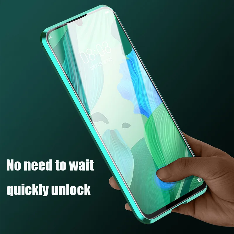 Magnetic Adsorption Metal Case For Huawei P30Pro P30Lite P40Pro P50 P20 P20Pro Mate50 Cover With Double-Sided Tempered Glass