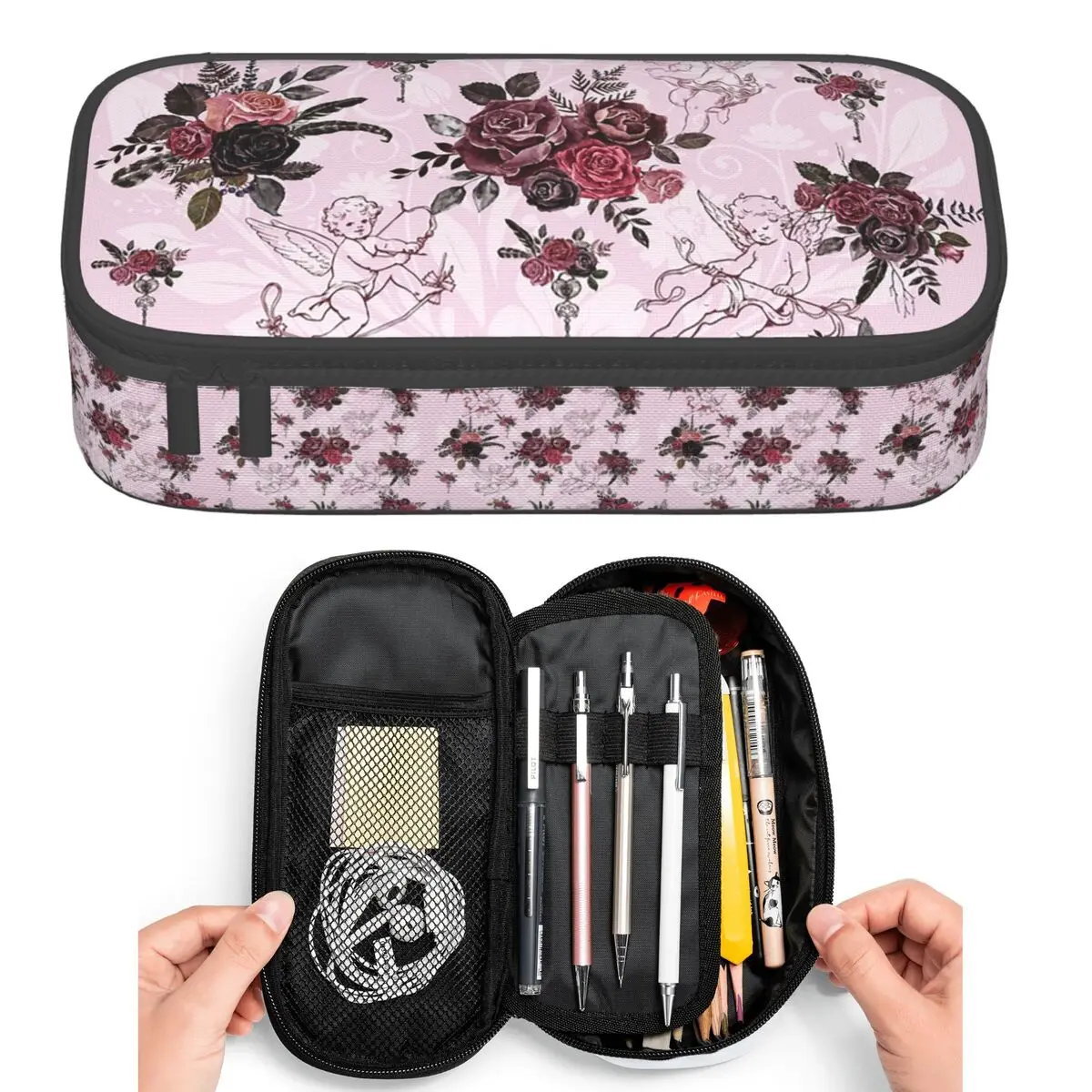 

Kawaii Victorian Angel Vintage Rose Pencil Cases for Students Pen Box Pencil Bag Large Capacity Pencil Pouch Pen Holder