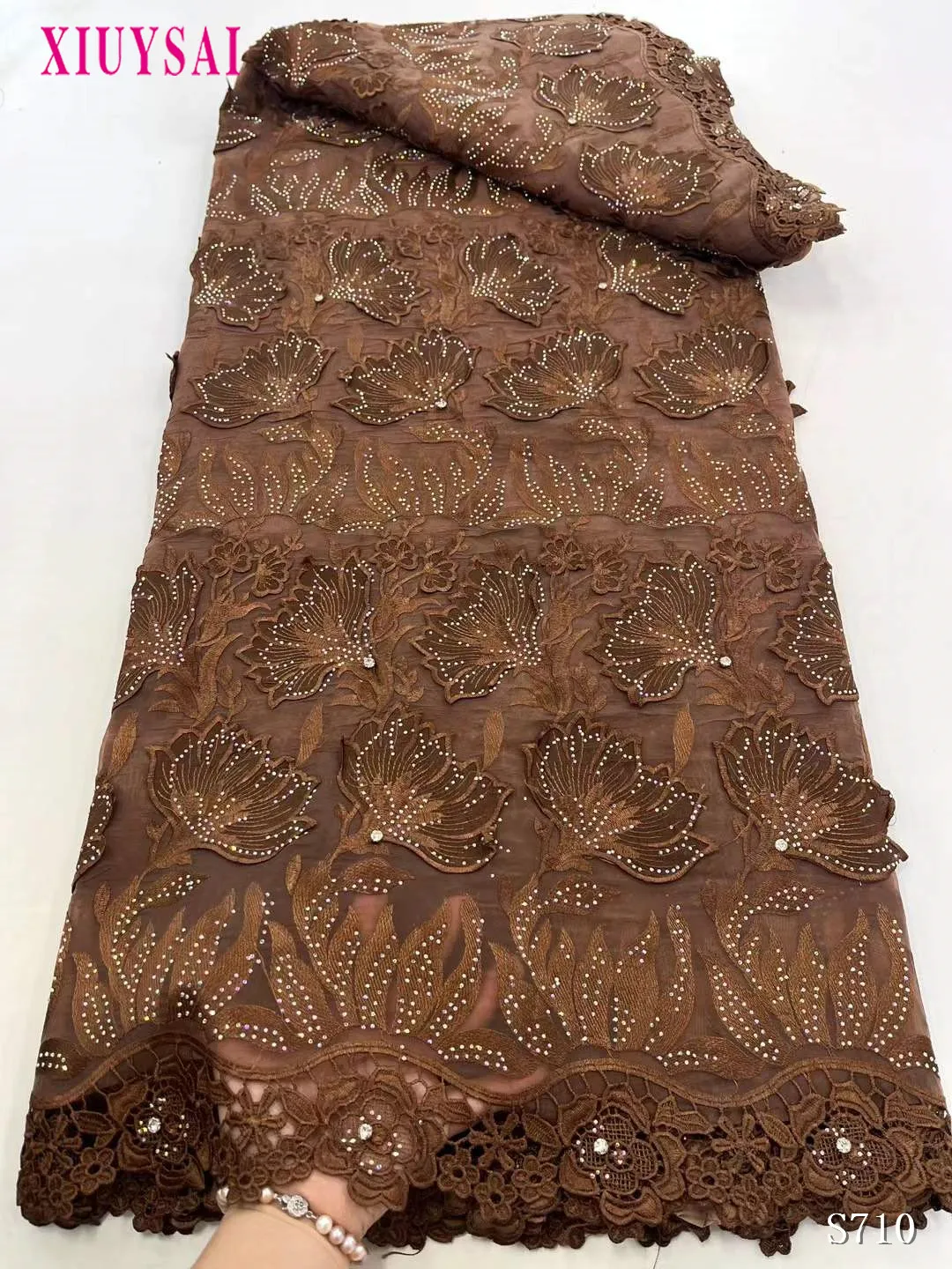 جديد حرق البرتقال الترتر الأفريقي جبر الحبل أقمشة الدانتيل 2025 جودة عالية النيجيري للذوبان في الماء أقمشة الدانتيل لفستان الحفلات #5