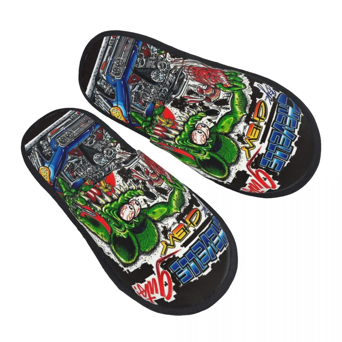 

Messy Harajuku Tales Of The Rat Fink Men Women Furry slippers Warm special Home slippers pantoufle homme