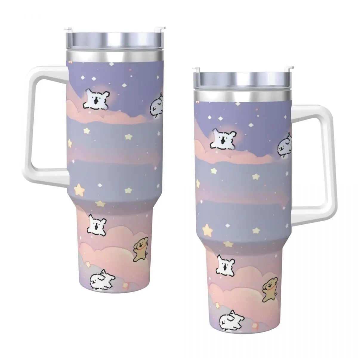 Maltese Line Dog Stainless Steel Tumbler Travel Coffee Mug With Straws and Lid Large Capacity Car Mugs Cold and Hot Water Bottle