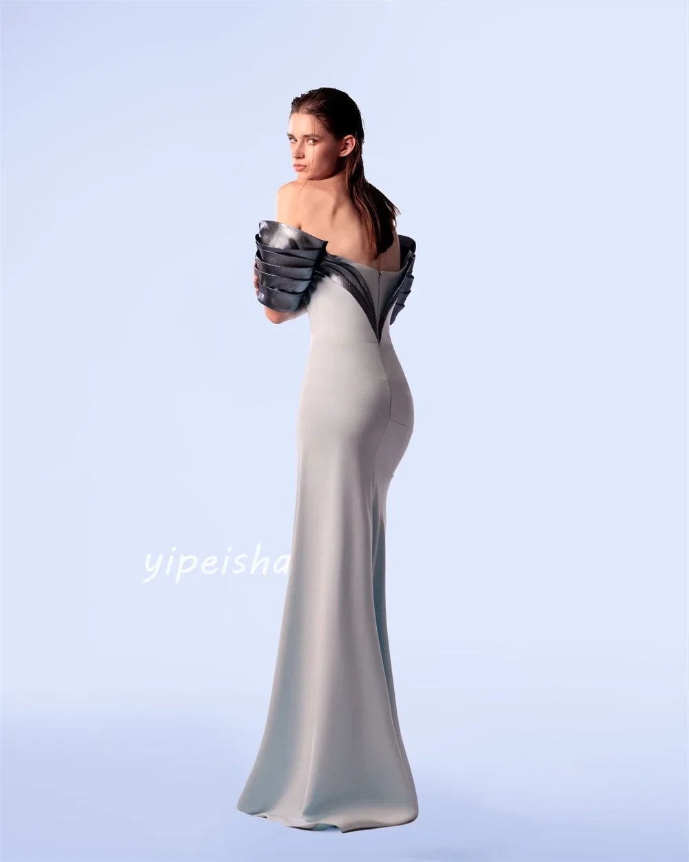 Jersey Ruched Homecoming A-line Off-the-shoulder Bespoke Occasion Gown Long Dresses