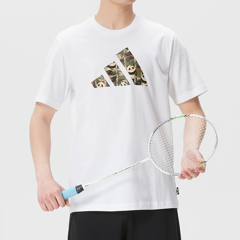 Camiseta Adidas para hombre, ropa deportiva, camuflaje Panda, manga corta, cuello redondo, transpirable, camiseta de entrenamiento para correr Kb4850