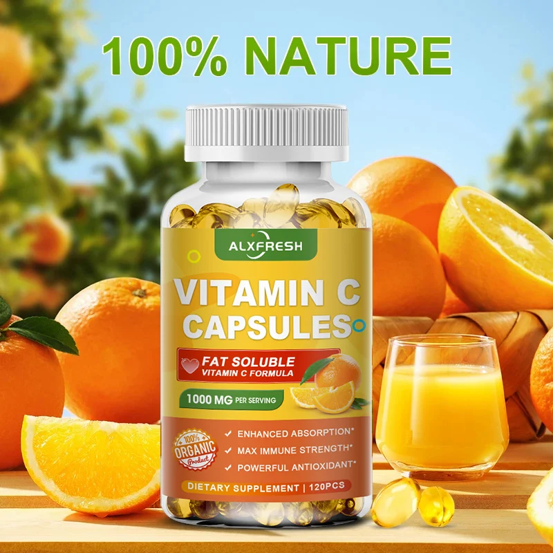 Alxfresh Vitamin C 1000mg Strong Antioxidant Collagen Booster for Immune System and Skin Health Nutrition Supplements Non-GMO