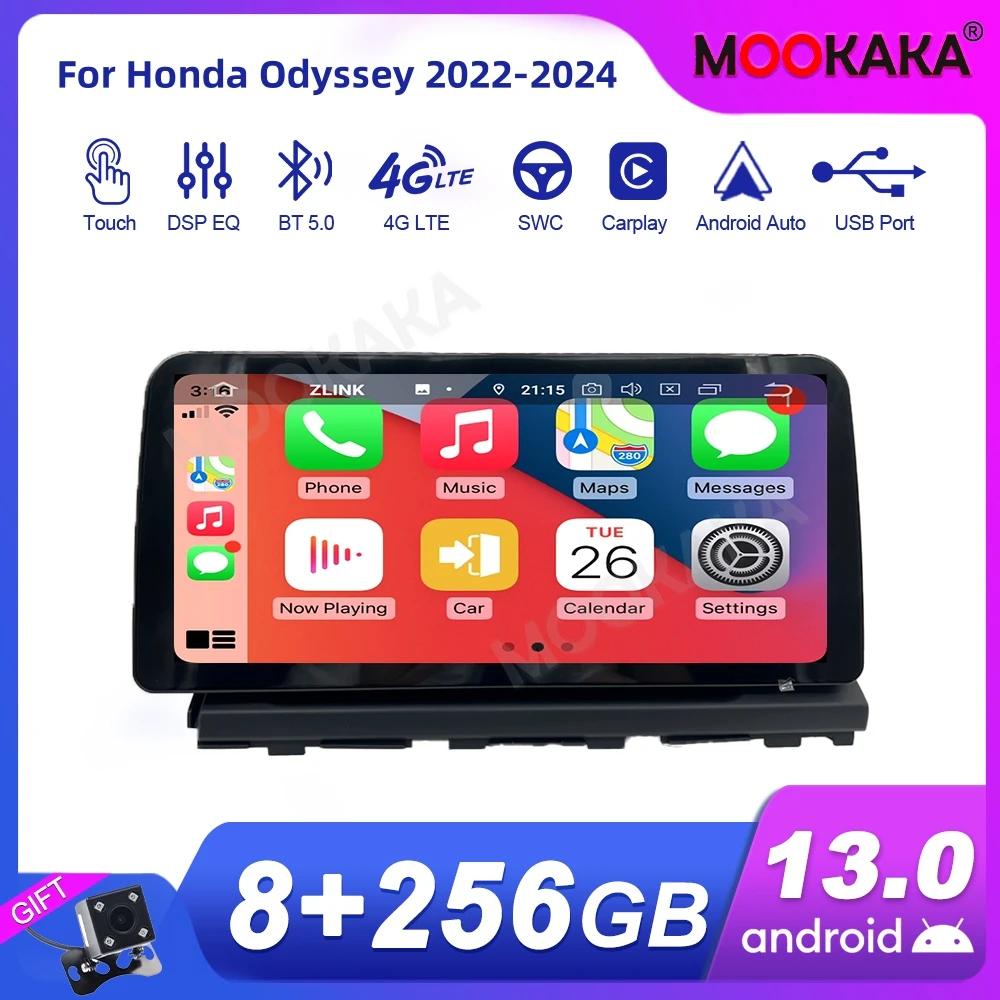 

For Honda Odyssey 2022-2024 Car Radio Multimedia Player Wireless Carplay Android Auto Autoradio Stereo GPS Navi Head Unit WiFi