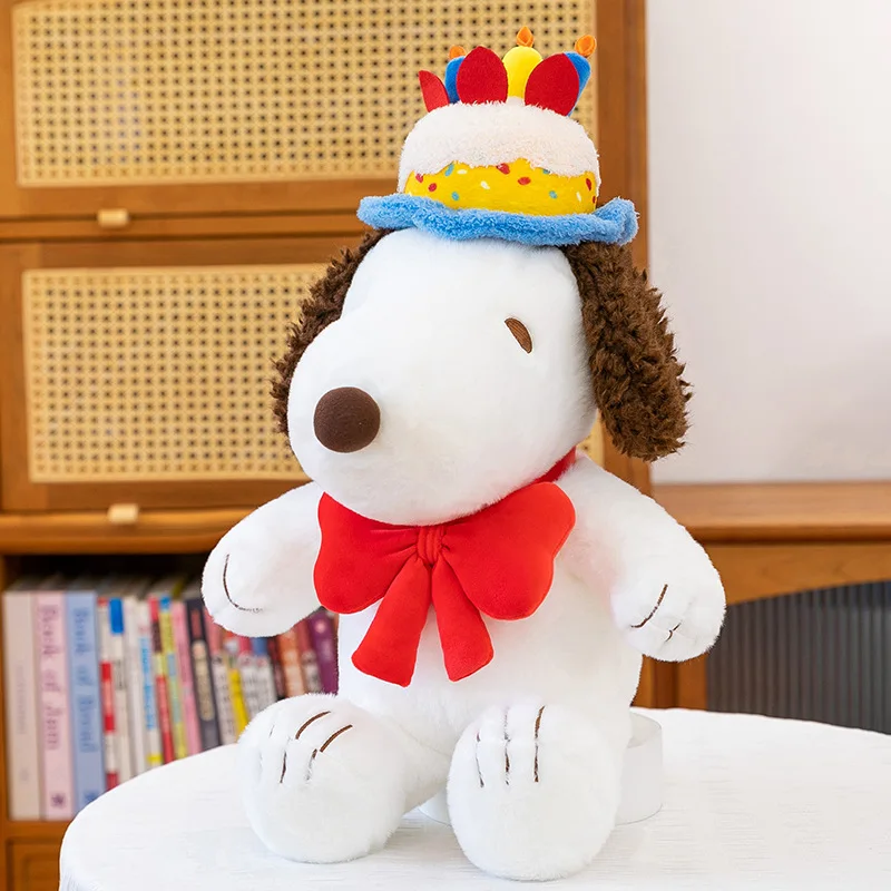 Birthday Cake Snoopy 45/70cm Large Size Plush Doll Bow Boss Snoopy Doll Sleeping and Pushing Pillow Best Gift for Home Ornaments