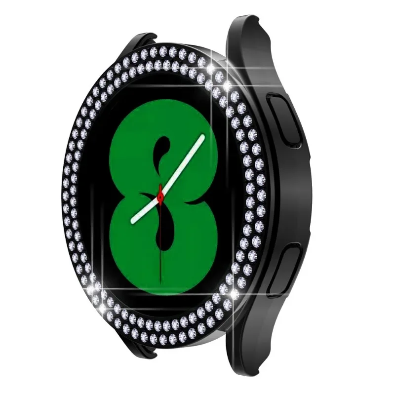 サムスンギャラクシーウォッチ用保護ケース,ブリンブリンファッション,2列ダイヤモンドバンパー,Galaxy Watch 5, 6, 4, 40mm, 44mm, 40mm