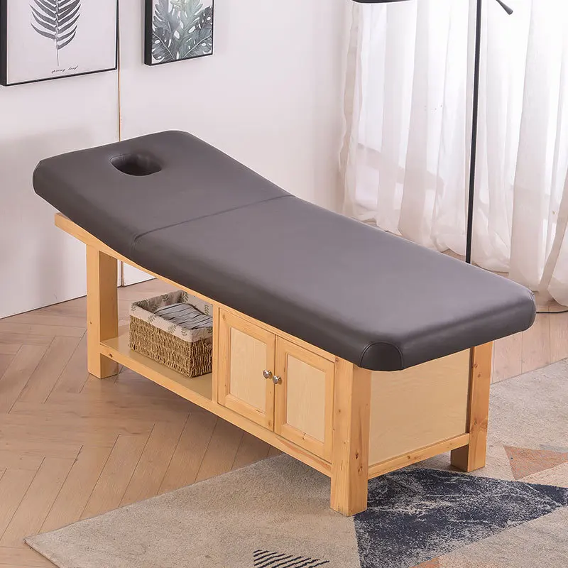 Japanese Durable Wooden Base with Storage, Multiple Colors, Customizable Manual Massage Bed Beauty Bed