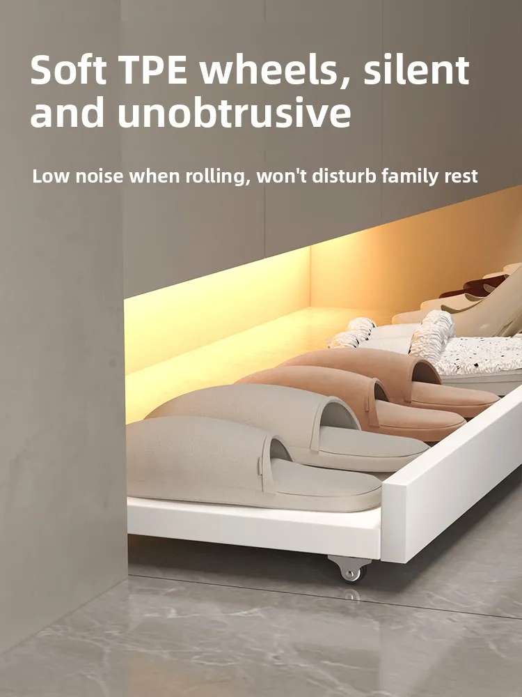  Wood Shoe Cabinet Drawer Tray Rebound Pullout Board underneath Home Storage Multi-Function Family Organizer Rack