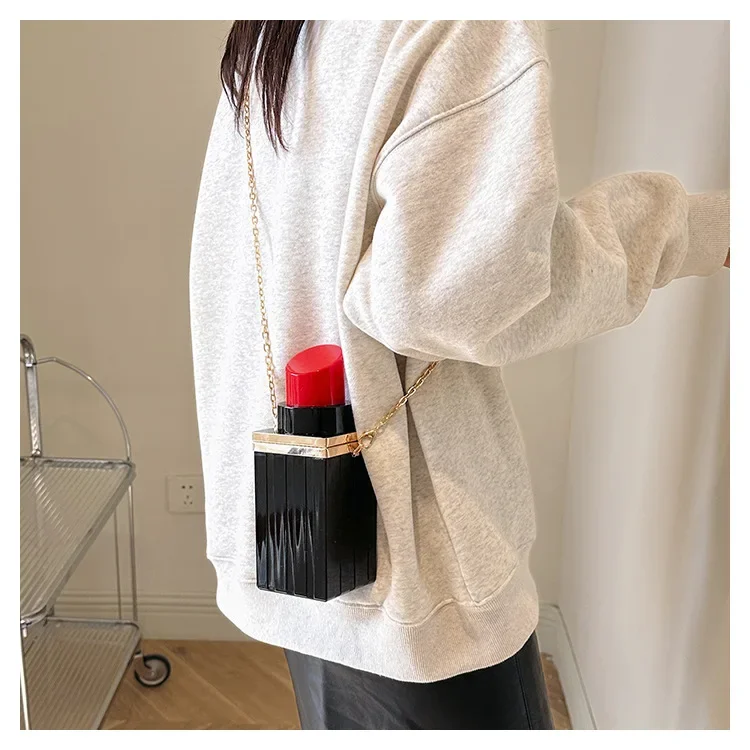 Personalized Women Bag Sexy Lipstick Shape Lady Shoulder Bag Weird Special Modelling Luxury Design Fashion Female Crossbody Bag