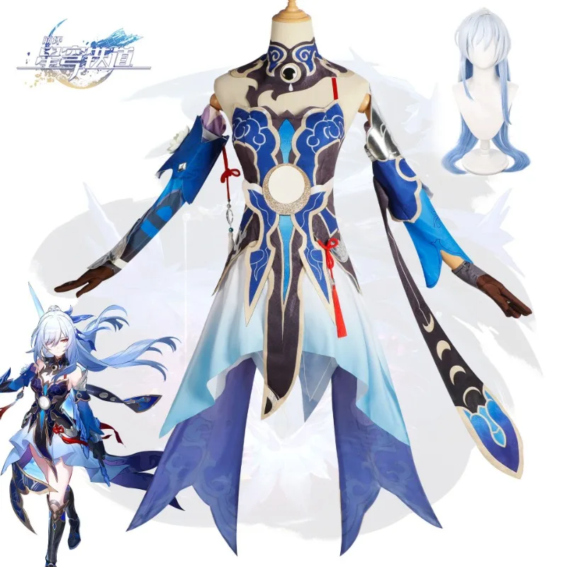 Jingliu Honkai Impact Cosplay Traje, Star Rail Game, Conjunto completo Vestido, Roupa, Xianzhou, Luofu, Uniforme