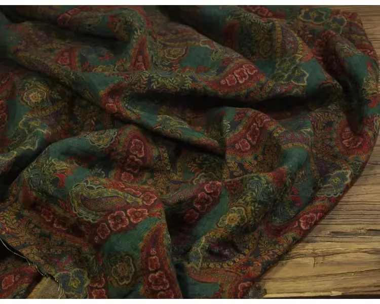 

1yard high quality flax fabric Unique flower print tela dress shirt bag cheongsam fabric for material