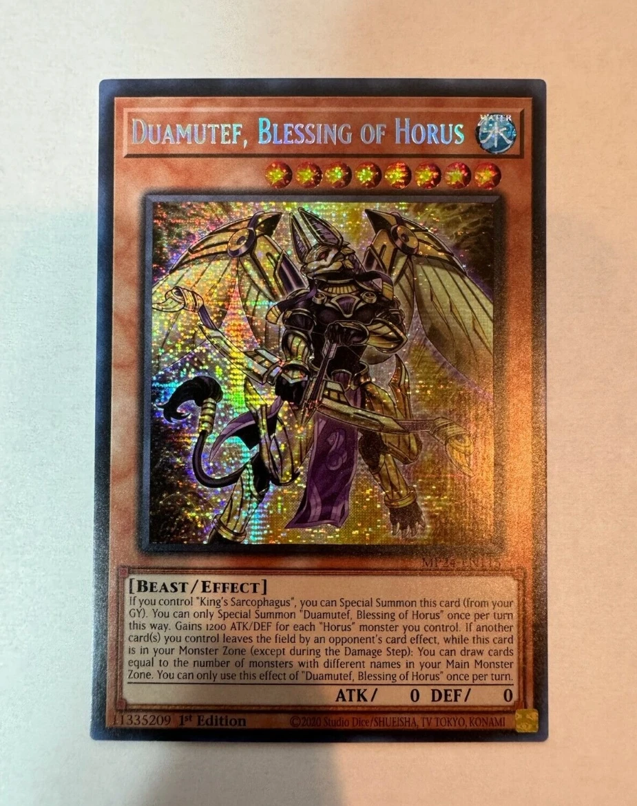 

Yugioh KONAMI Duel Monsters TCG MP24-EN115 Duamutef, Blessing of Horus Secret Rare English 1st Edition Collection Mint Card