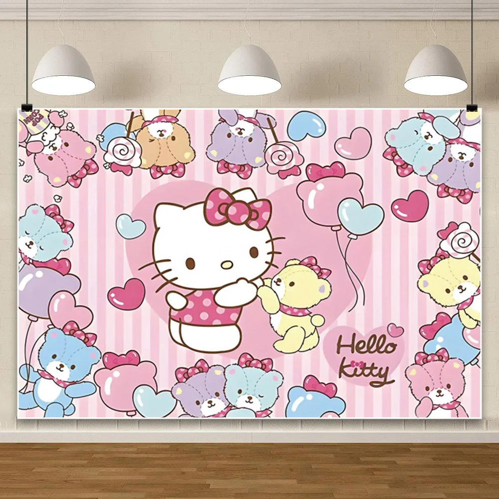 Hello kitty kromi写真の背景、写真、ベビーシャワー、誕生日の装飾、小道具、パーティー、子供用バナー用品の背景